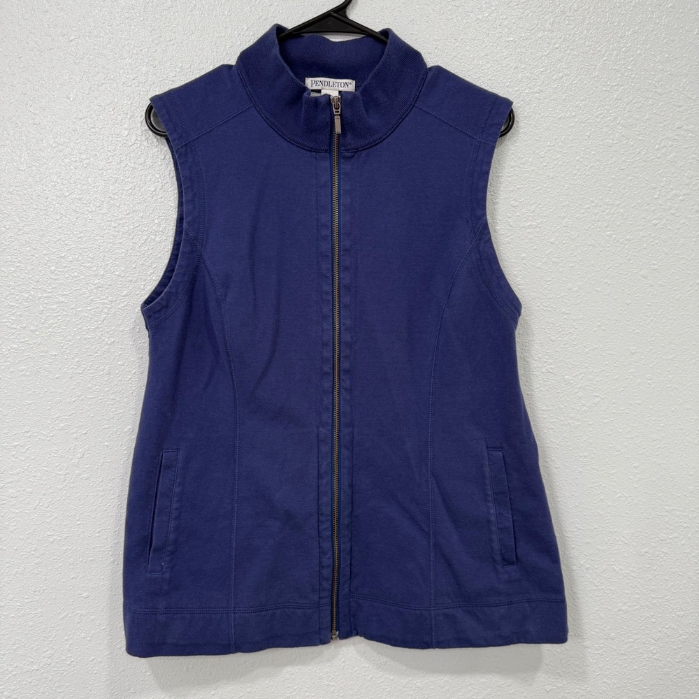 Pendleton Womens Blue Zip Up Stand Collar Vest Size L